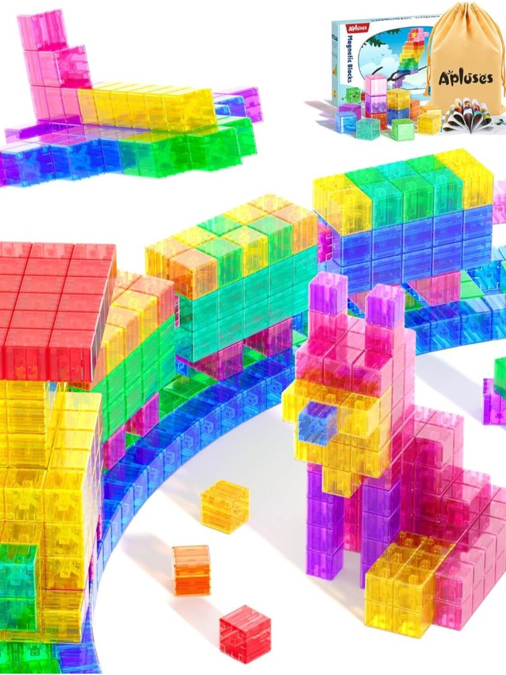 45PCS Magnetic Blocks - Transparent Magnet Cubes, Kids Building Blocks, Sensory